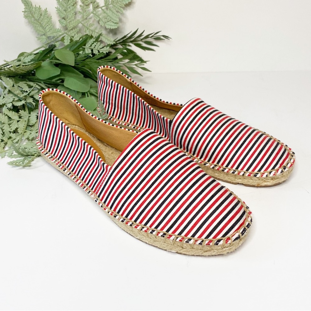 J. Crew Red, White & Blue Striped Canvas Slip-On Espadrilles Size 7